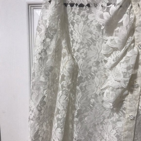 Vintage Lloyd Williams Ivory Lace Sheer Blouse - Picture 2 of 4